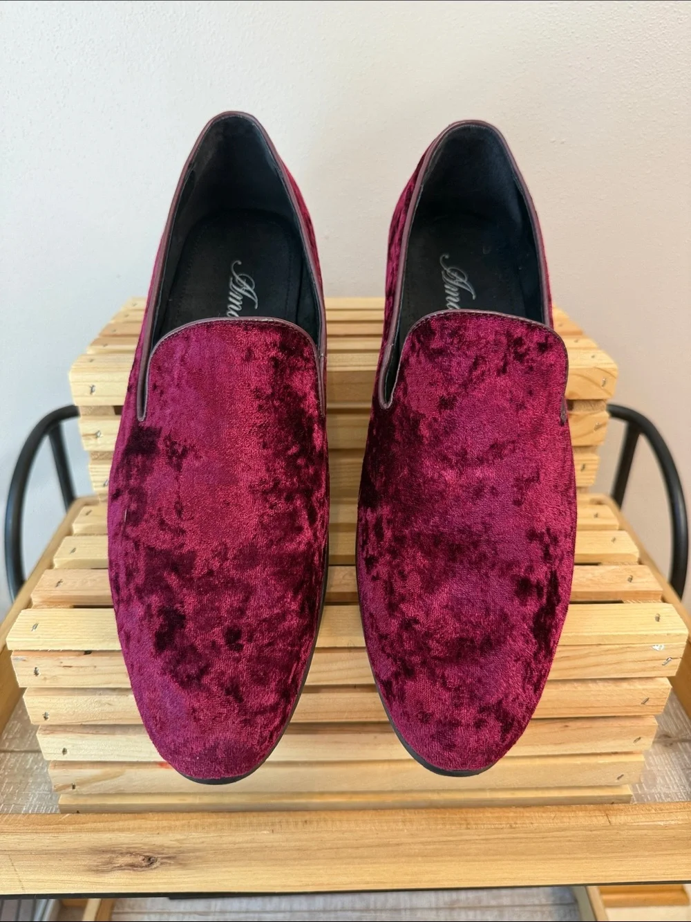 Amali Cranberry Velvet Loafers 13